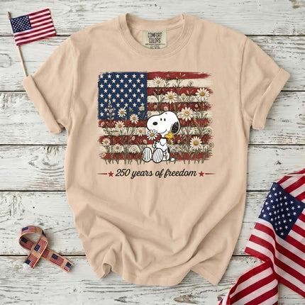 Comfort Colors 250 Years Of Freedom Daisies Patriotic Dog T-Shirt