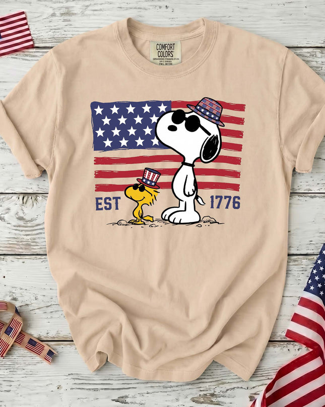 IVORY_af3bb6df-1480-4a0f-8b6b-0d5f8af9c7ff - AuraNations - Comfort Colors Est 1776 Vintage Flag Cool Patriotic Dogs T-Shirt - Ivory / S - 250TH ANNIVERSARY, ALL, COMFORT COLORS, NO CUSTOM, PRODUCTS, SNPY, TSHIRT