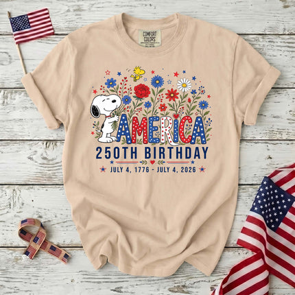 Comfort Colors America 250th Birthday Floral Hugging Dog T-Shirt