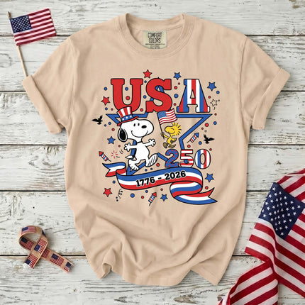 Comfort Colors USA 250 Years 1776-2026 Patriotic Star Dog T-Shirt