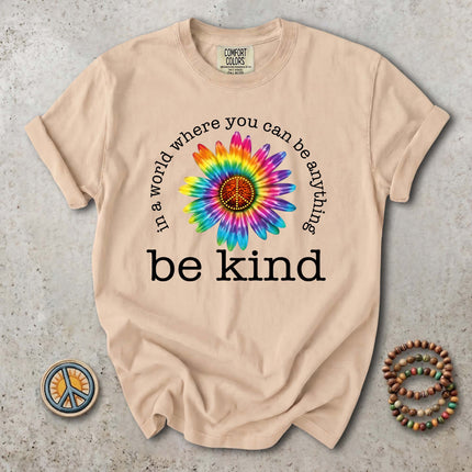 Comfort Colors Be Kind Tie Dye Flower Peace Hippie T-Shirt