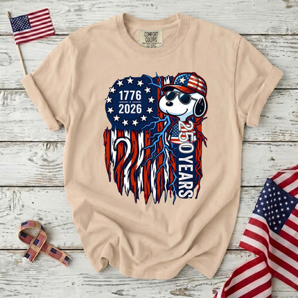Comfort Colors 1776-2026 250 Years Cool Dog Lightning Flag T-Shirt
