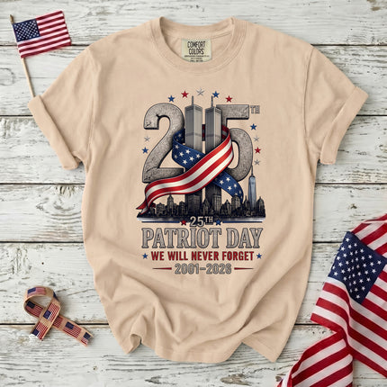 Comfort Colors 25th Anniversary Patriot Day 911 American Flag Twin Towers T-Shirt