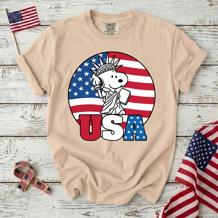 Comfort Colors USA Statue Of Liberty Patriotic Dog Circle T-Shirt