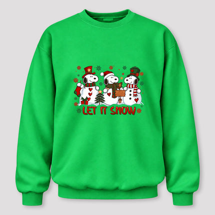 Let It Snow Christmas Snowman Trio Holiday Graphic Sweatshirt