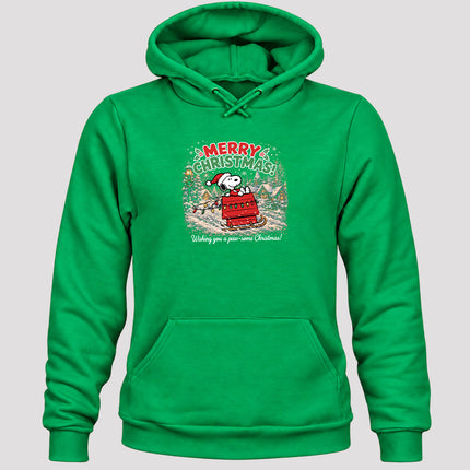 Merry Christmas Snowy Village Holiday Sled Hoodie
