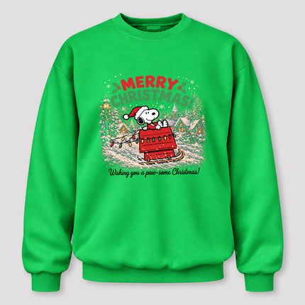 Merry Christmas Snowy Village Festive Sled Sweatshirt