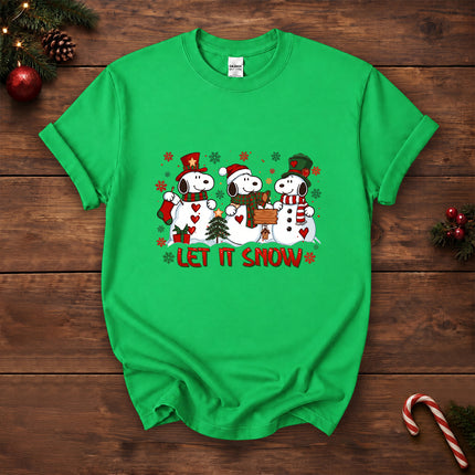 Let It Snow Christmas Snowman Trio Holiday Graphic T-Shirt
