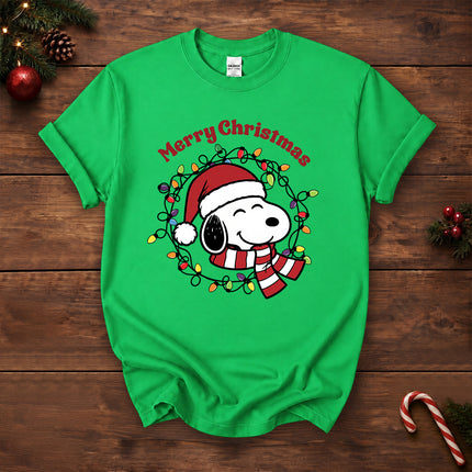 Merry Christmas Santa Hat Colorful Lights T-Shirt