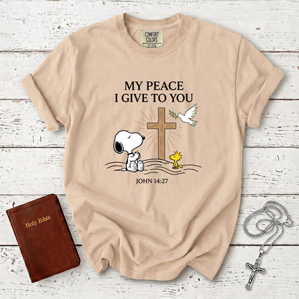 Comfort Colors My Peace I Give to You John 14 27 Dove Cross T-Shirt
