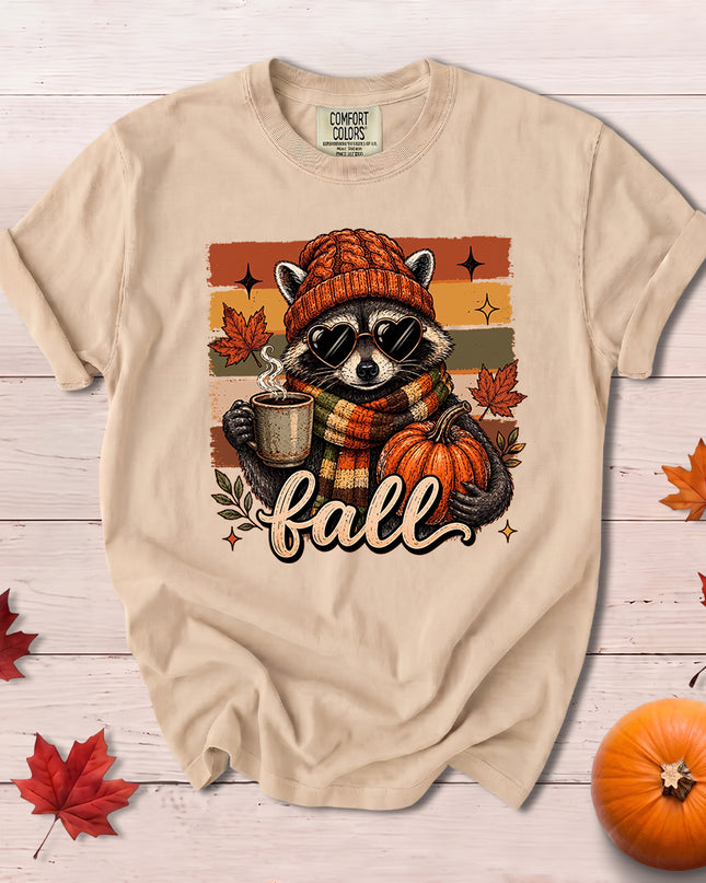 Comfort Colors Cute Raccoon Fall Pumpkin Thanksgiving T-Shirt