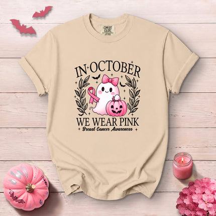 Comfort Colors Halloween Ghost Breast Cancer Awareness T-Shirt