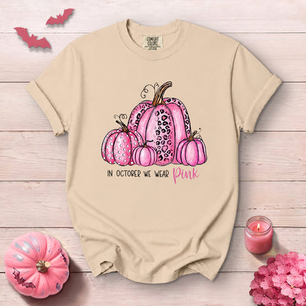 Comfort Colors Pink Pumpkin Breast Cancer Awareness Halloween T-Shirt