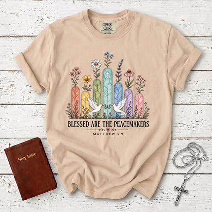 Comfort Colors Blessed Are the Peacemakers Matthew 5:9 Christian Bible Verse T-Shirt