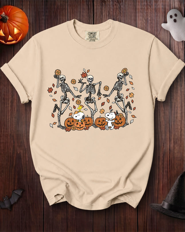 Comfort Colors Halloween Dancing Skeleton Pumpkin Fall T-Shirt