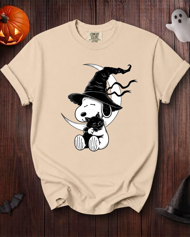 Comfort Colors Halloween Witch Hat Black Cat Moon T-Shirt