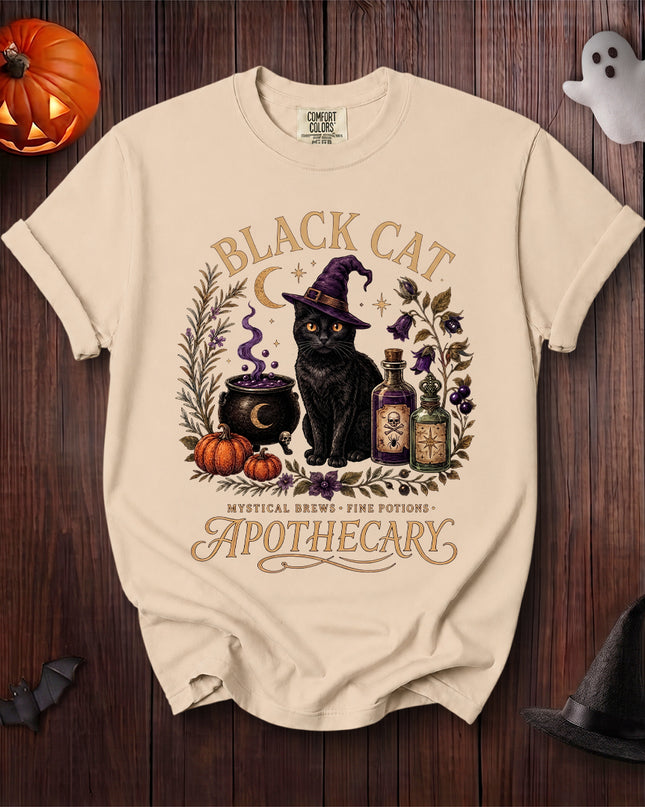 Comfort Colors Black Cat Halloween Witch Apothecary T-Shirt