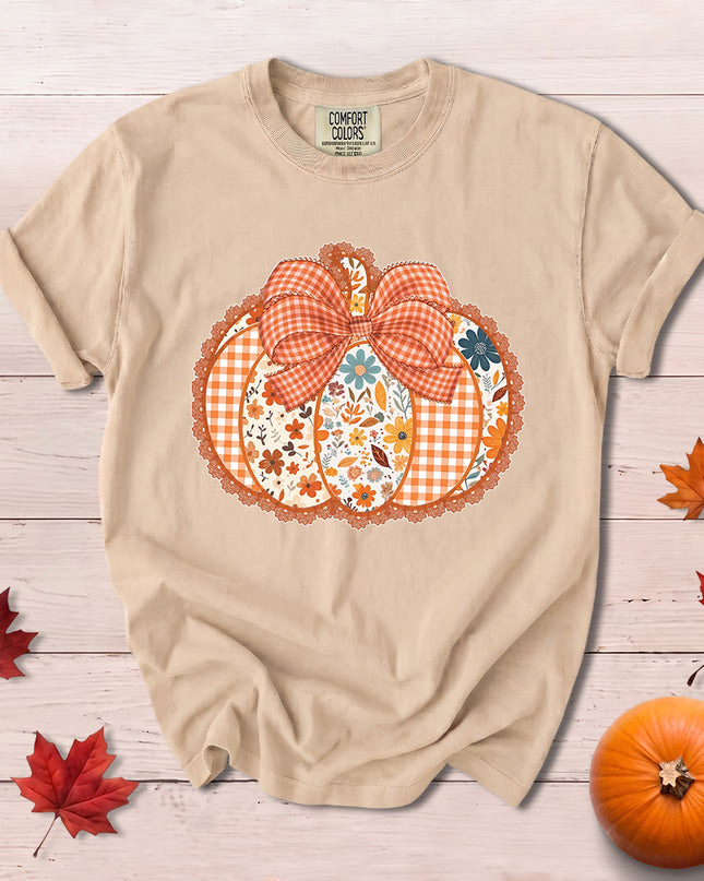 Comfort Colors Floral Pumpkin Bow Fall Thanksgiving T-Shirt