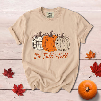 Comfort Colors Fall Autumn Pumpkin Trio Its Fall Yall Southern T-Shirt
