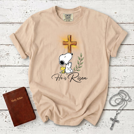 Comfort Colors He Is Risen Cross Christian Easter T-Shirt