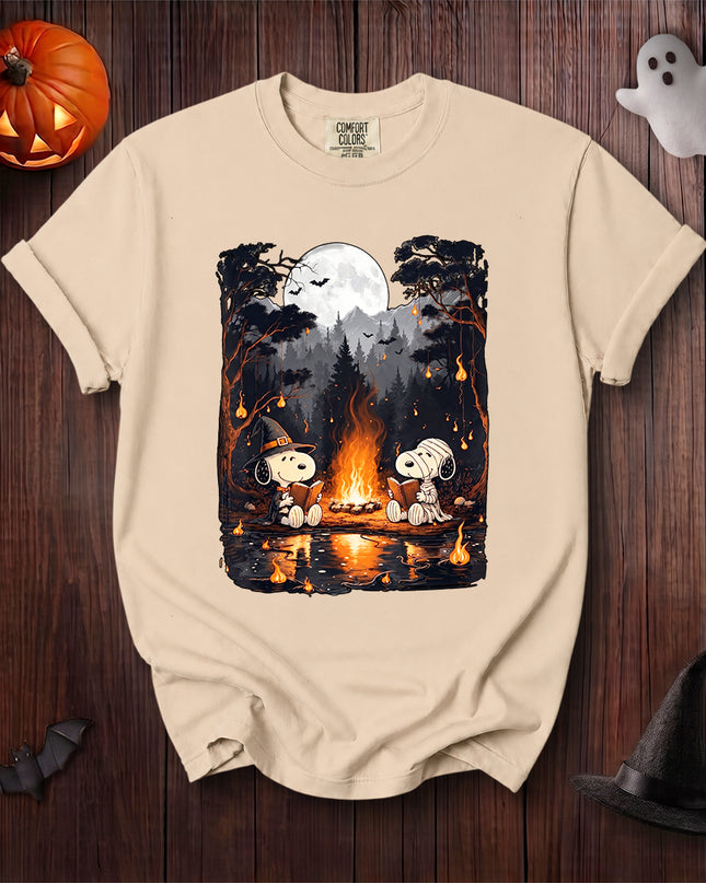 Comfort Colors Halloween Campfire Full Moon Spooky Forest T-Shirt