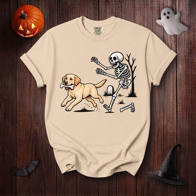 Comfort Colors Dog Halloween Skeleton Bone Chase Labrador T-Shirt