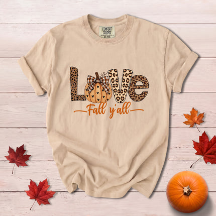 Comfort Colors Fall Autumn Love Fall Yall Leopard Pumpkin T-Shirt