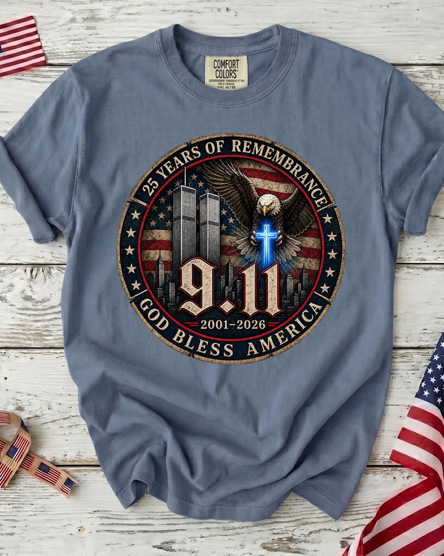 Comfort Colors 25th Anniversary Patriot Day 911 God Bless America Memorial T-Shirt