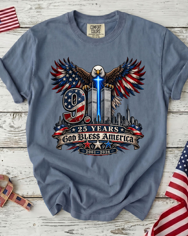 Comfort Colors 25th Anniversary Patriot Day 911 God Bless America T-Shirt