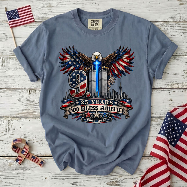 Comfort Colors 25th Anniversary Patriot Day 911 God Bless America T-Shirt