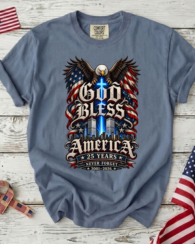 Comfort Colors 25th Anniversary Patriot Day 911 God Bless America Memorial T-Shirt