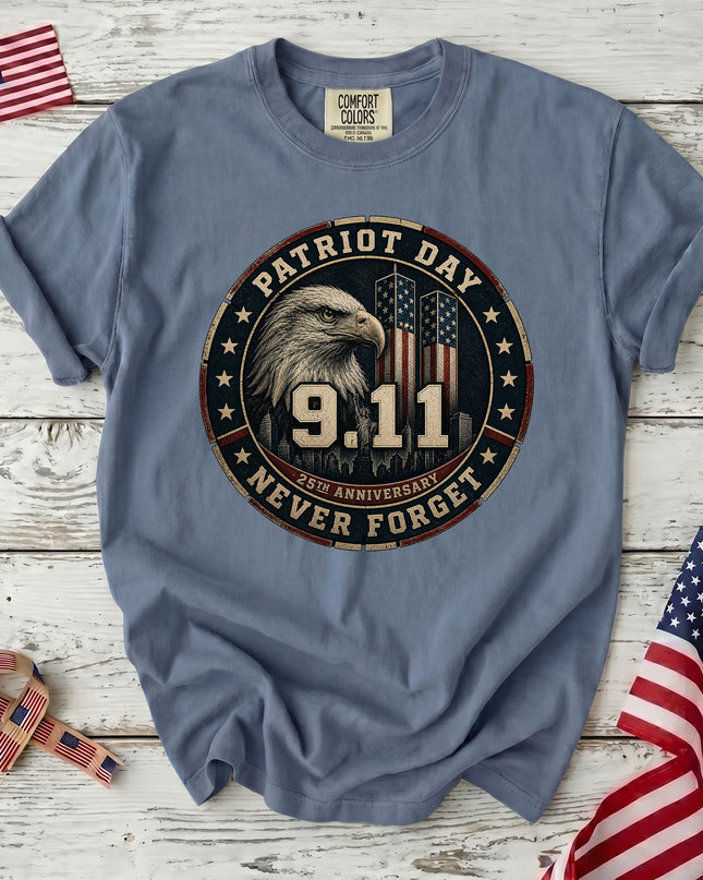 Comfort Colors 25th Anniversary Patriot Day 911 Eagle Never Forget T-Shirt