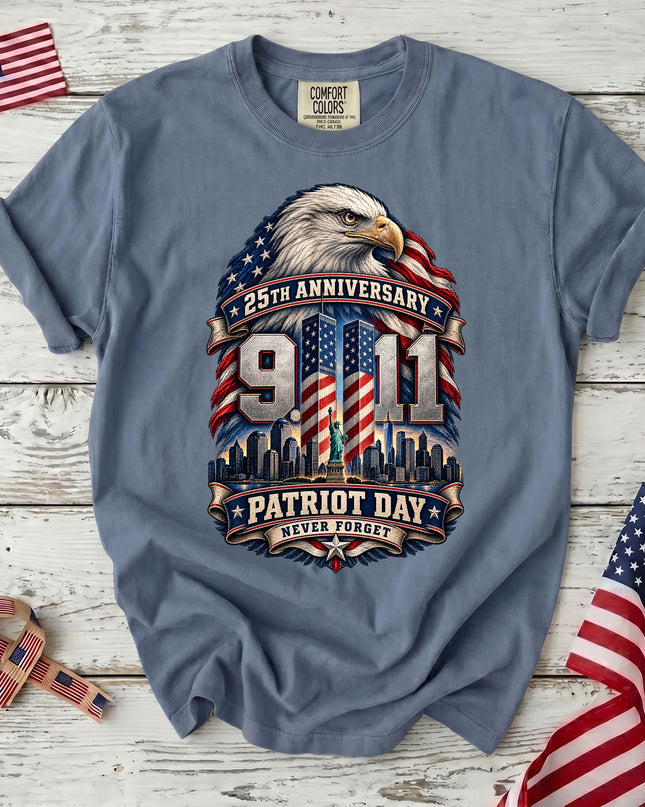 Comfort Colors 25th Anniversary Patriot Day 911 Eagle Never Forget T-Shirt