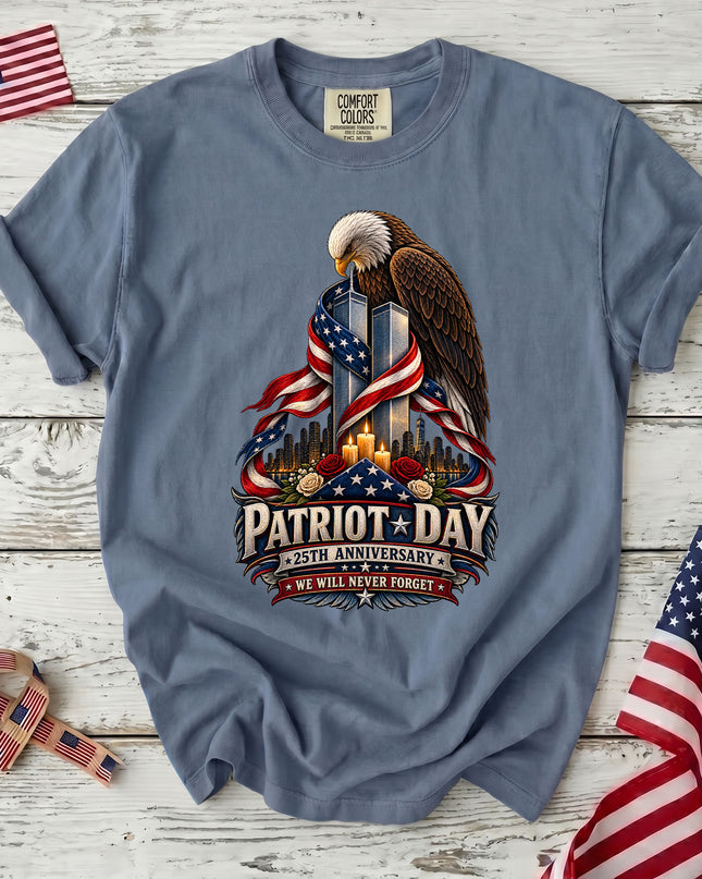 Comfort Colors 25th Anniversary Patriot Day 911 Eagle Memorial Never Forget T-Shirt