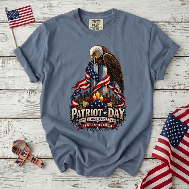 Comfort Colors 25th Anniversary Patriot Day 911 Eagle Memorial Never Forget T-Shirt