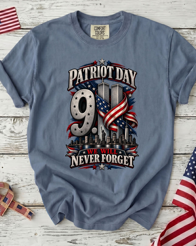 Comfort Colors Patriot Day 911 25th Anniversary We Will Never Forget Memorial T-Shirt