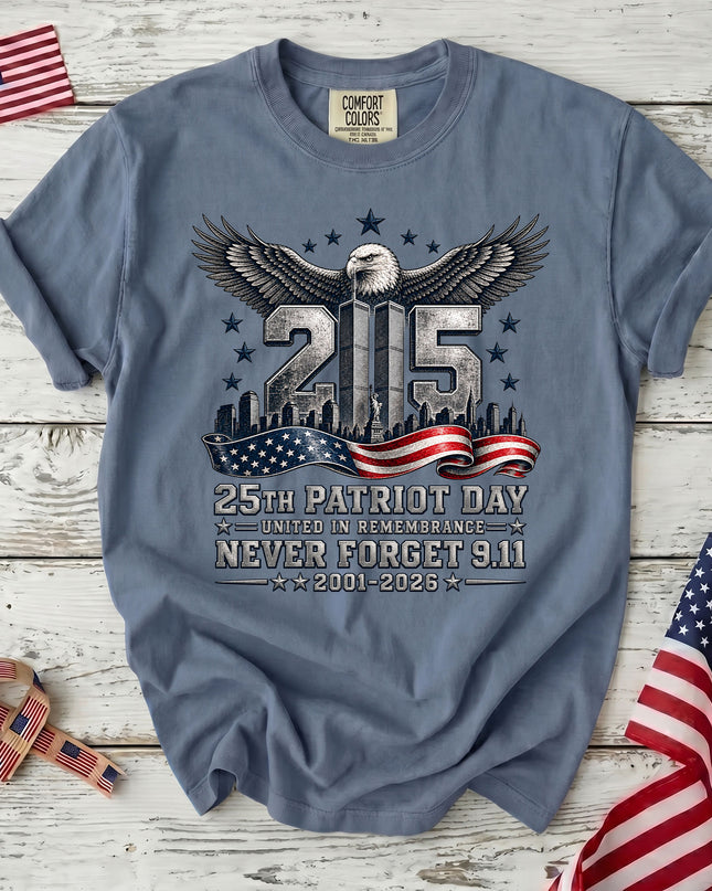 Comfort Colors 25th Patriot Day Never Forget 9 11 Eagle Memorial T-Shirt