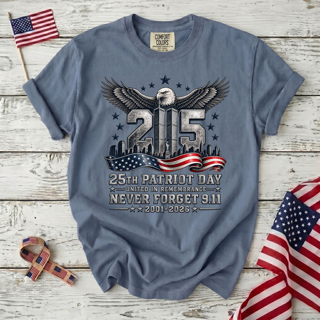 Comfort Colors 25th Patriot Day Never Forget 9 11 Eagle Memorial T-Shirt