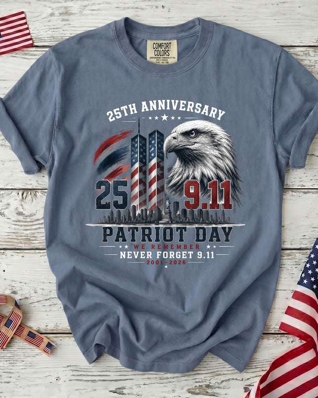 Comfort Colors 25th Patriot Day Anniversary 9 11 Never Forget Memorial T-Shirt