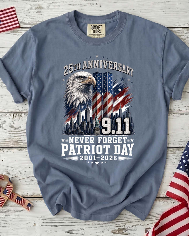 Comfort Colors 25th Patriot Day Anniversary 9 11 Never Forget Eagle T-Shirt