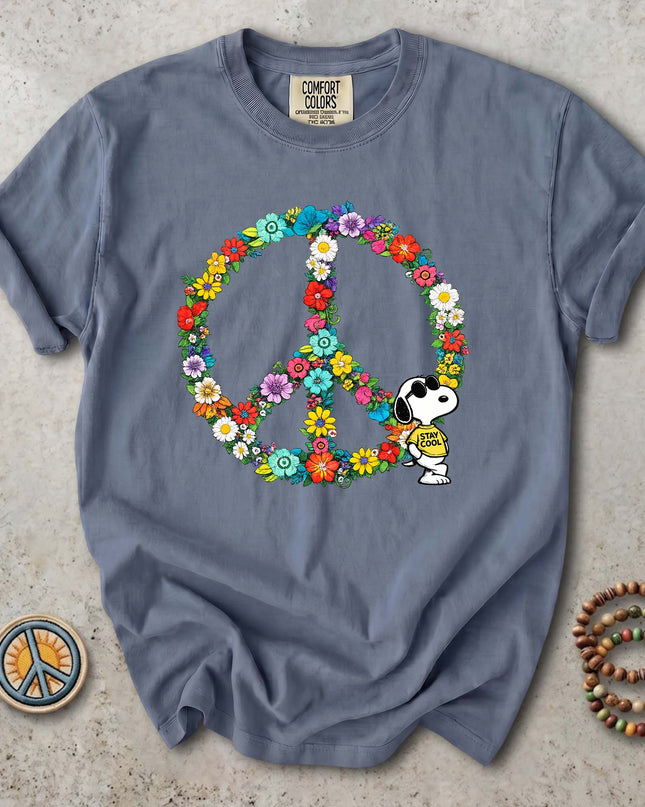 Comfort Colors Floral Peace Sign Hippie Boho T-Shirt