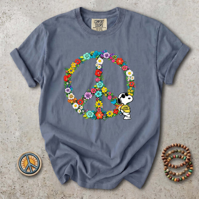 Comfort Colors Floral Peace Sign Hippie Boho T-Shirt