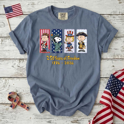 JEAN_11772324-7874-4120-a697-65e519a8502d - AuraNations - Comfort Colors 250 Years Of Freedom 1776-2026 Patriotic Panels T-Shirt - Blue Jean / S - 250TH ANNIVERSARY, ALL, COMFORT COLORS, NO CUSTOM, PRODUCTS, SNPY, TSHIRT