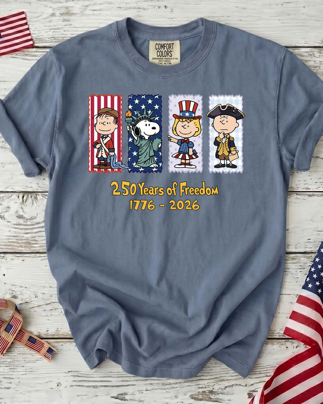 JEAN_11772324-7874-4120-a697-65e519a8502d - AuraNations - Comfort Colors 250 Years Of Freedom 1776-2026 Patriotic Panels T-Shirt - Blue Jean / S - 250TH ANNIVERSARY, ALL, COMFORT COLORS, NO CUSTOM, PRODUCTS, SNPY, TSHIRT