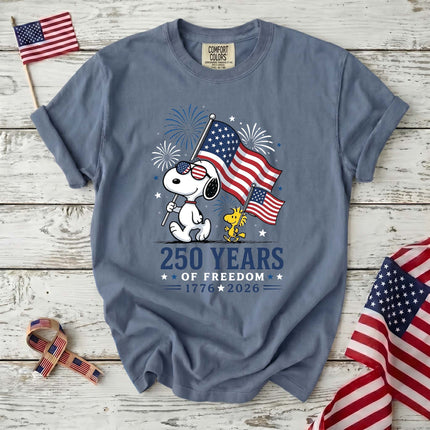 Comfort Colors 250 Years Of Freedom USA Marching Flag Dog T-Shirt
