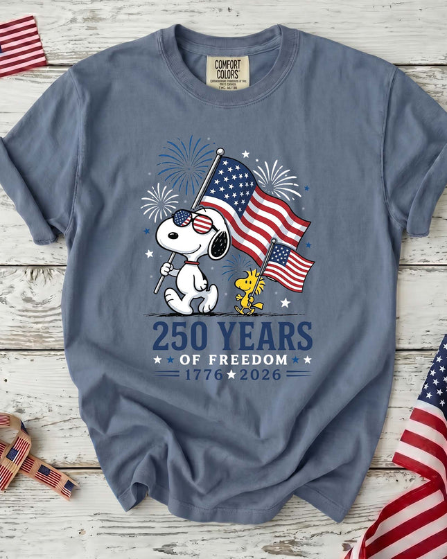 Comfort Colors 250 Years Of Freedom USA Marching Flag Dog T-Shirt