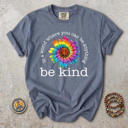 Comfort Colors Be Kind Tie Dye Flower Peace Hippie T-Shirt