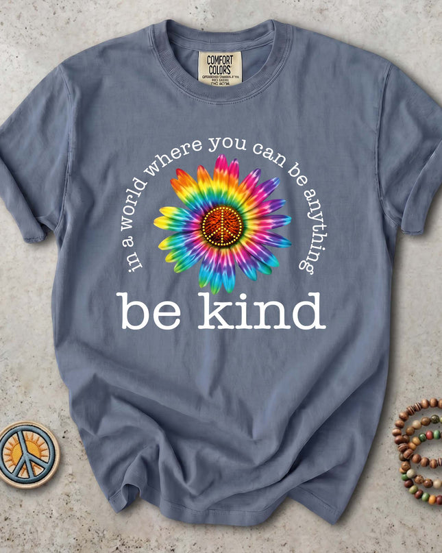 Comfort Colors Be Kind Tie Dye Flower Peace Hippie T-Shirt