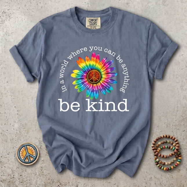 Comfort Colors Be Kind Tie Dye Flower Peace Hippie T-Shirt