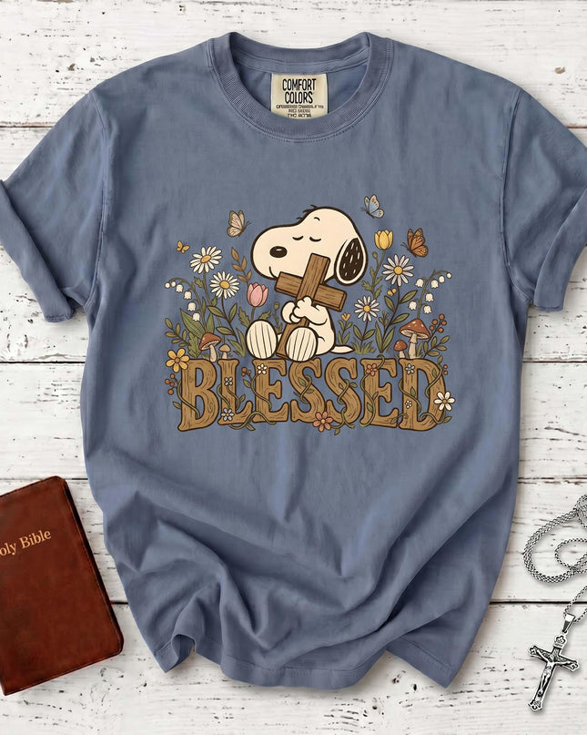 Comfort Colors Blessed Floral Cross Christian T-Shirt